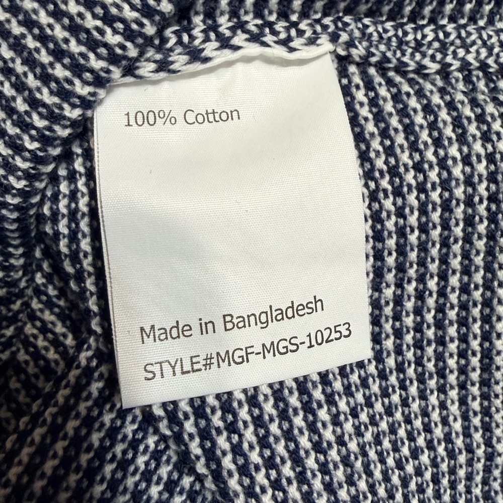 Hawker Rye Mens XL Navy White Textured Crewneck Cotton Sweater MGF-MGS-10253 - Picture 6 of 7